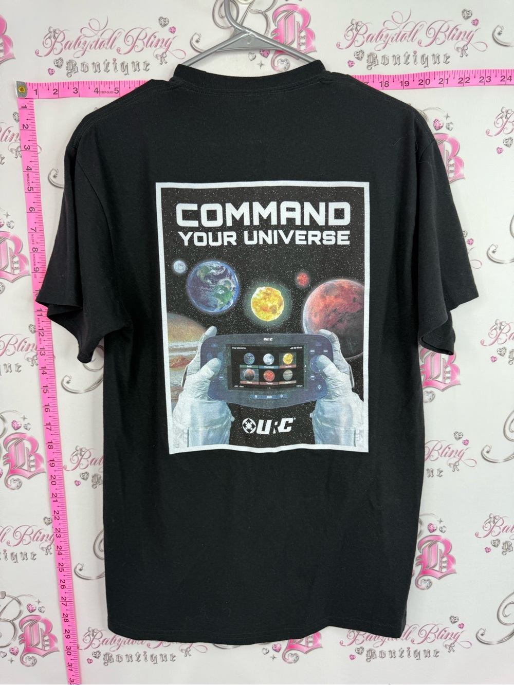 Port and Company Black Tee with Small White URC Logo